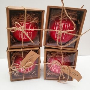 Rae Dunn Ceramic Christmas Ornaments SANTA'S HELPER, NORTH POLE, HOLLY JOLLY NEW